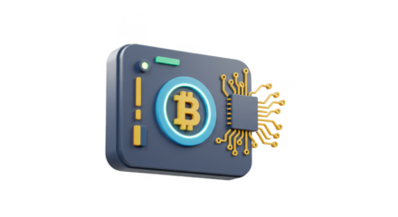 3d Rendering of Bitcoin Cryptocurrency on A Secure Digital Device