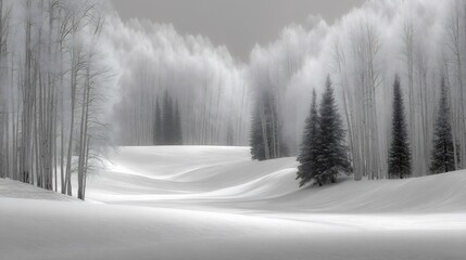 Obraz premium Serene Winter Wonderland: Aspen Trees in a Snowy Landscape