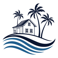 house and palm trees