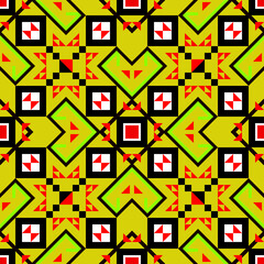 Geometric Christmas tree seamless pattern with retro tile design in blue tones