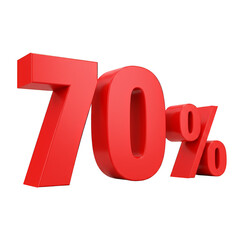 3D Seventy Percent In Red Offer Symbol For Business Promotion Sale