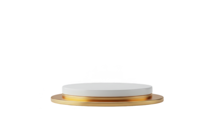 3D White Gold Podium Stage Display Platform Isolated Background