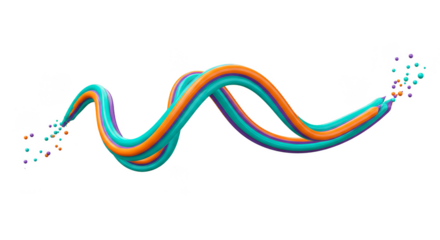 Abstract 3D Wave Background with Transparent Ribbon, Orange Blue Curves