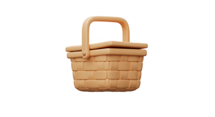 3d Wicker Basket Beige Toned With a Handle And Lid Storage Container