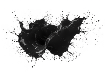 Abstract Background of Black Fluid Splash Dark Wave and Liquid Ink Motion