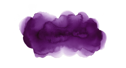 Abstract Purple Watercolor Stain Blot Brush on Transparent Background