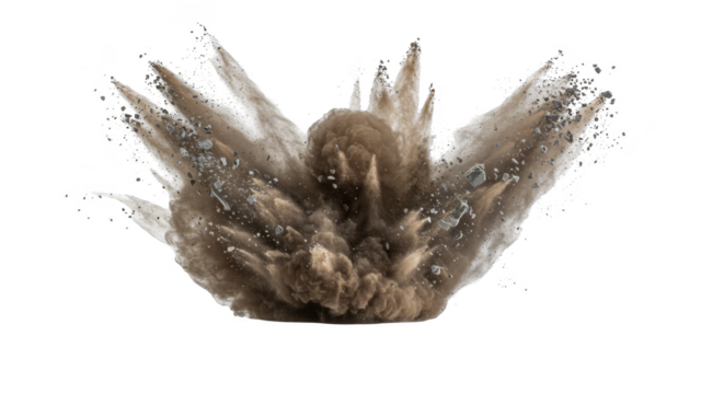 Abstract Sand Explosion Dust Powder Burst Blast on Transparent Background - Powered by Adobe