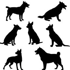 Abstract Illustration of Dog Silhouettes with Transparent Background Design