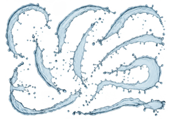 Abstract Illustration of Blue Water Splash Transparent Background