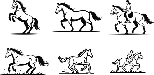 Horse & Rider Silhouettes | Equestrian Vector Set