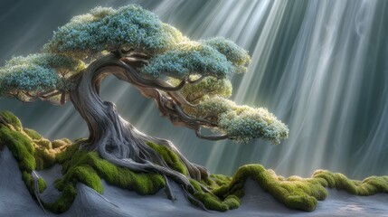 Fototapeta premium The concept of Earth Day is represented by a tropical forest background, emphasizing natural forestation preservation with a canopy tree in its natural habitat, highlighting sustainability and