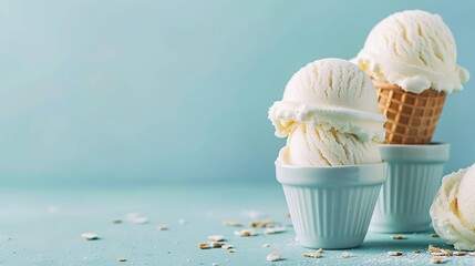 Aesthetic food styling photography with creamy colorful ice cream setup