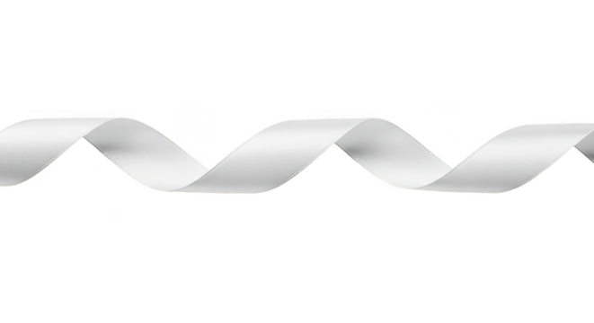 Abstract Twisted White Ribbon Curve Design Element Transparent Background