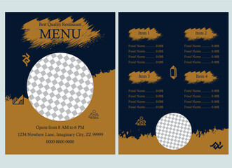 Modern Restaurant Menu Template with Artistic Brush Strokes