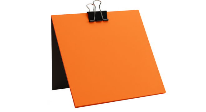 Blank Orange Memo Note on Clipboard Isolated Background Mockup