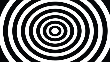 Concentric circle black and white optical illusion design illustration with transparency