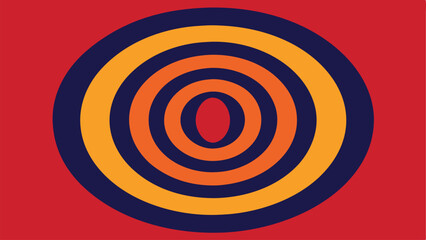 Concentric circles vector graphic in retro color scheme on transparent background