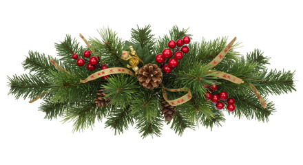 Christmas Decoration Pine Cones Berries Evergreen Holiday Ornament PNG
