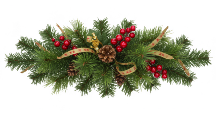 Christmas Decoration Pine Cones Berries Evergreen Holiday Ornament PNG