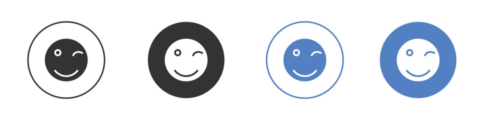 Fototapeta premium Smile wink icon symbol set. vector graphic design