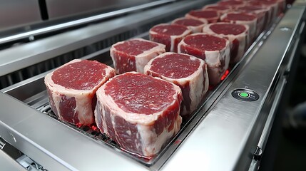 Fresh Raw Beef Steaks Ready for Grilling on Metal Rack Surface