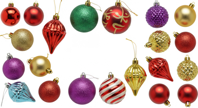 Colorful Ornaments Frame Decoration Shiny Baubles Festive Celebration Holiday