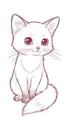 Obraz premium Cartoon of White Cat Illustration with Transparent Background Cute Animal