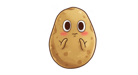 Cute Cartoon Potato Character Illustration with Happy Expression Isolated