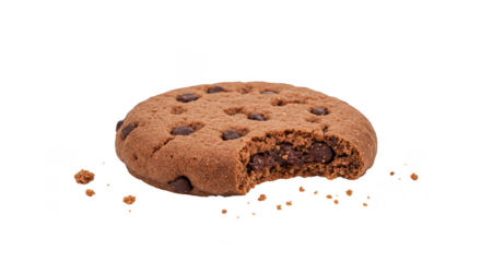 Chocolate Chip Cookie with Bite on Transparent Background Isolated