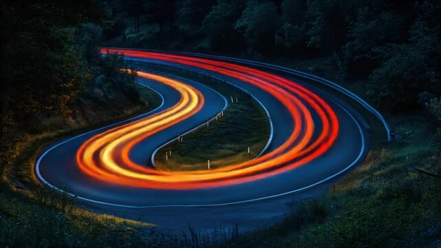 Winding Road at Night