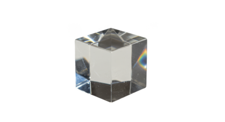 Clear Glass Cube Prism Light Refraction Rainbow Effect Transparent Background