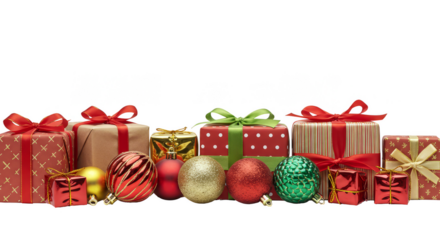 Christmas Gifts with Red Ribbon PNG Image Transparent Background