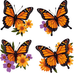 Monarch Butterfly Sticker Collection, Orange and Black Butterfly Decals