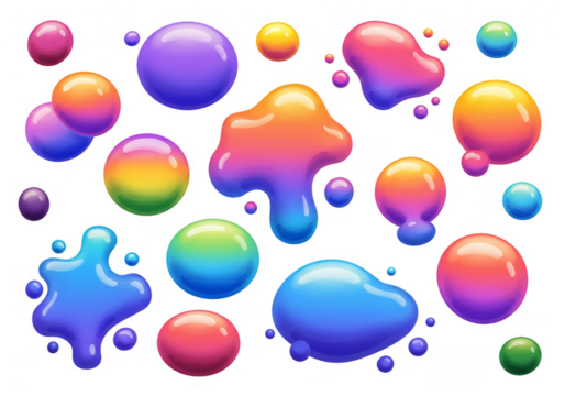 Colorful Gradient Blob Spheres Illustration On Transparent Background
