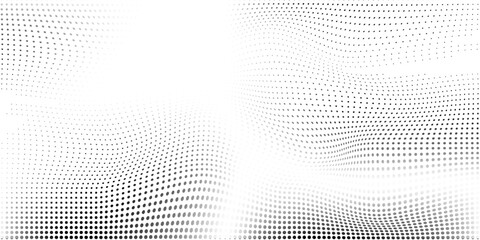 Design grunge dotted halftone gradient texture. Vanishing polka dot abstract modern art