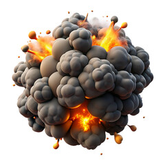 D Realistic Explosion with Fire, Smoke, and Debris – Cinematic Blast Effect on Transparent Background"

