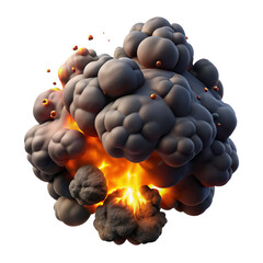 D Realistic Explosion with Fire, Smoke, and Debris – Cinematic Blast Effect on Transparent Background"

