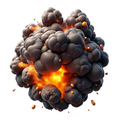 D Realistic Explosion with Fire, Smoke, and Debris – Cinematic Blast Effect on Transparent Background"

