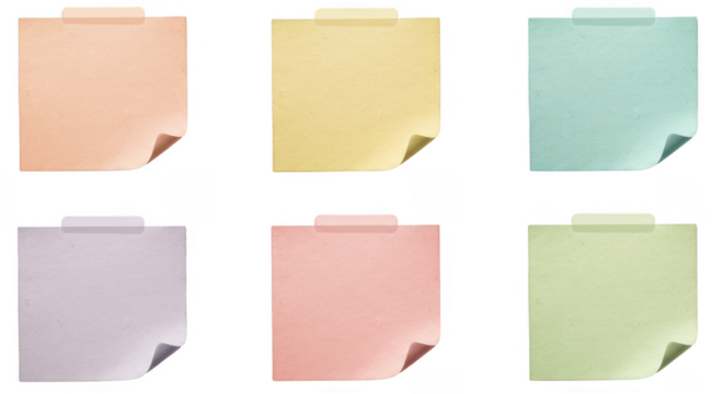 Colorful Sticky Note Illustration Isolated on Transparent Background