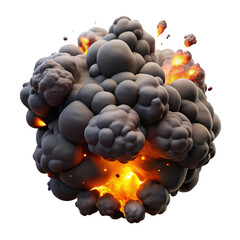 D Realistic Explosion with Fire, Smoke, and Debris – Cinematic Blast Effect on Transparent Background"

