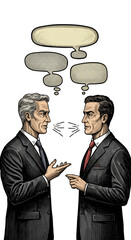 Comic Illustration of Two Businessmen in Dialogue Transparent PNG