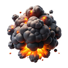 D Realistic Explosion with Fire, Smoke, and Debris – Cinematic Blast Effect on Transparent Background"

