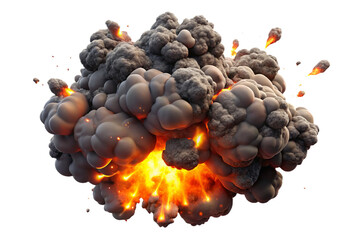 D Realistic Explosion with Fire, Smoke, and Debris – Cinematic Blast Effect on Transparent Background"

