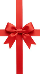 Festive Red Ribbon Bow on Transparent Background Decoration Gift