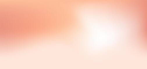 Abstract peach pink cream gradient background. Light pink aura wide vector banner. Blurred fuzz pastel color gradient pattern. Smooth mesh shape. Vector soft horizontal bg beauty, cosmetics, wedding