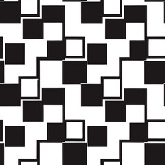 Geometric black and white abstract squares seamless pattern for design backgrounds