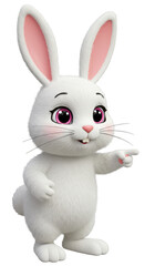 Fototapeta premium Cute Fluffy White Bunny Cartoon Animal Character on Transparent Background