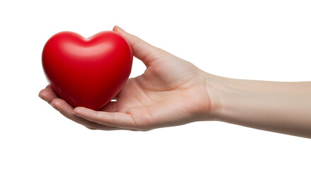 Fototapeta premium Hand Holding Red Heart Symbol of Love and Compassion Isolated