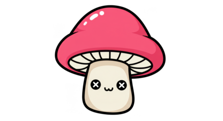 Cute Pixel Mushroom Illustration Isolated on Transparent Background