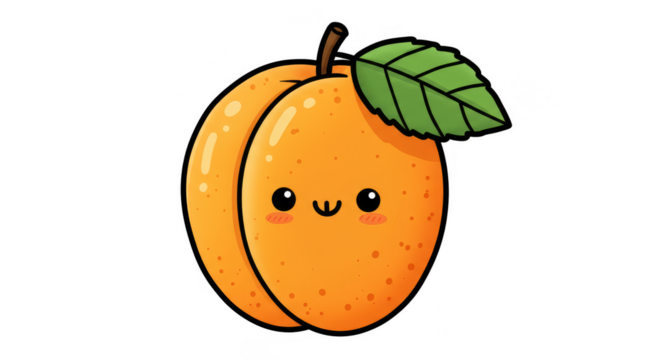 Cute Kawaii Pixel Art Apricot Illustration Transparent Background